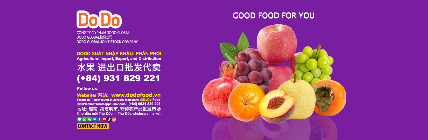 Nông sản tươi DoDo Food — hero banner trang Về chúng tôi